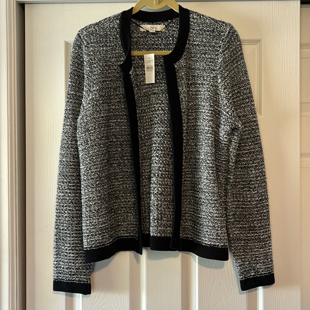 NWT Loft lady like woven jacket cardigan w black cuff details